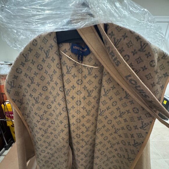 Louis Vuitton Brown Monogram Wool Coat Old Flower Bathrobe Short Coat - Picture 2 of 7